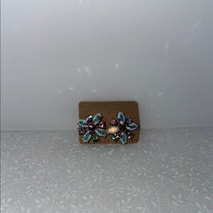 Kirks Folly Blue and Pink Stud Earrings with Ornate‎ Design